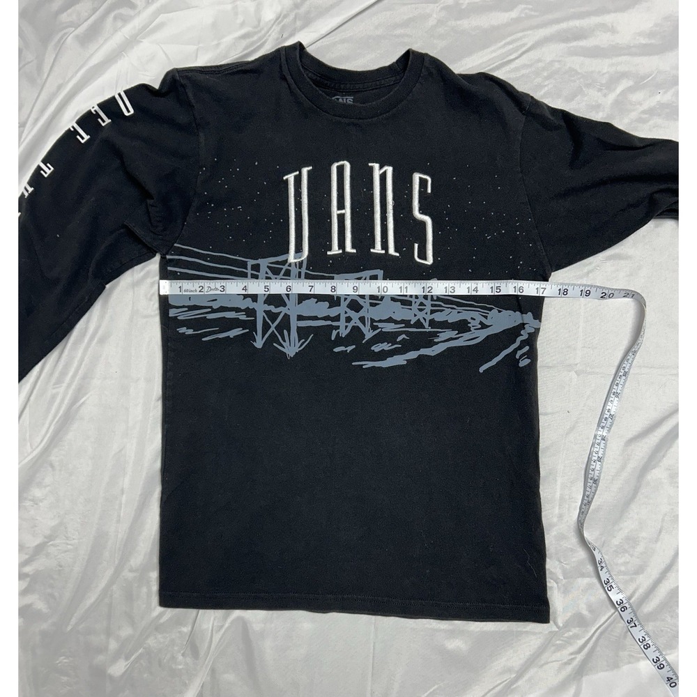 Vans Off The Wall Graphic Long Sleeve Skate Shirt Punk Black Embroidered Logo S - Picture 8 of 13